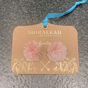 Shiraleah blush pink Damaris Pom post earrings NWT anthro boho